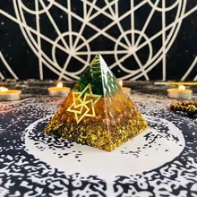 Orgonite Pyramid Maripura Chakra Natural Citrine Gabriel Enhance Creative Resin Green Crystal Jewelry Decoration C0162