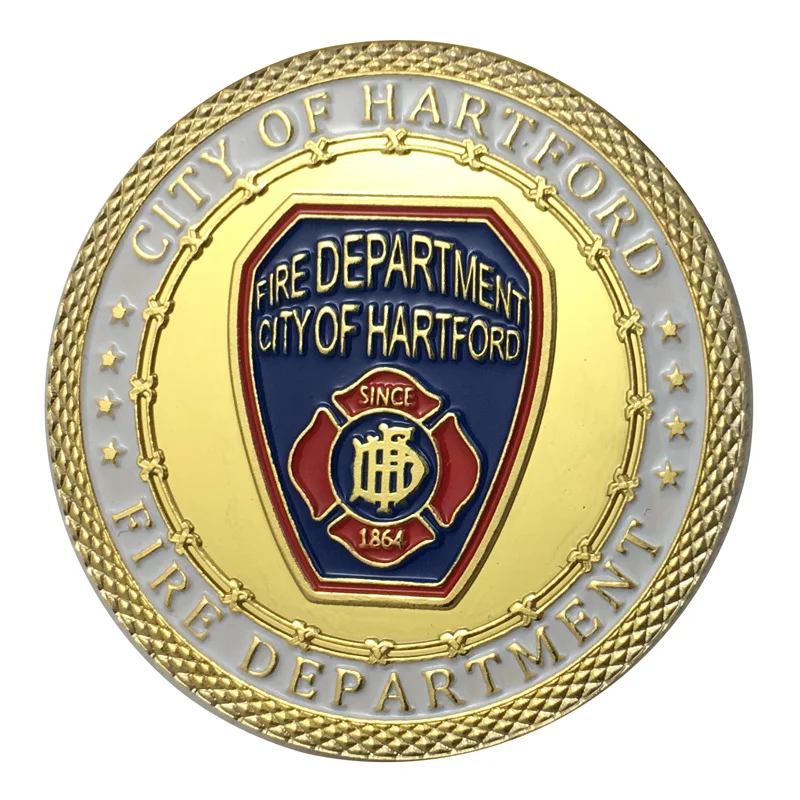 Вся поставки золотое покрытие города Хартфорд пожарный отдел наградная монета/медаль 1353