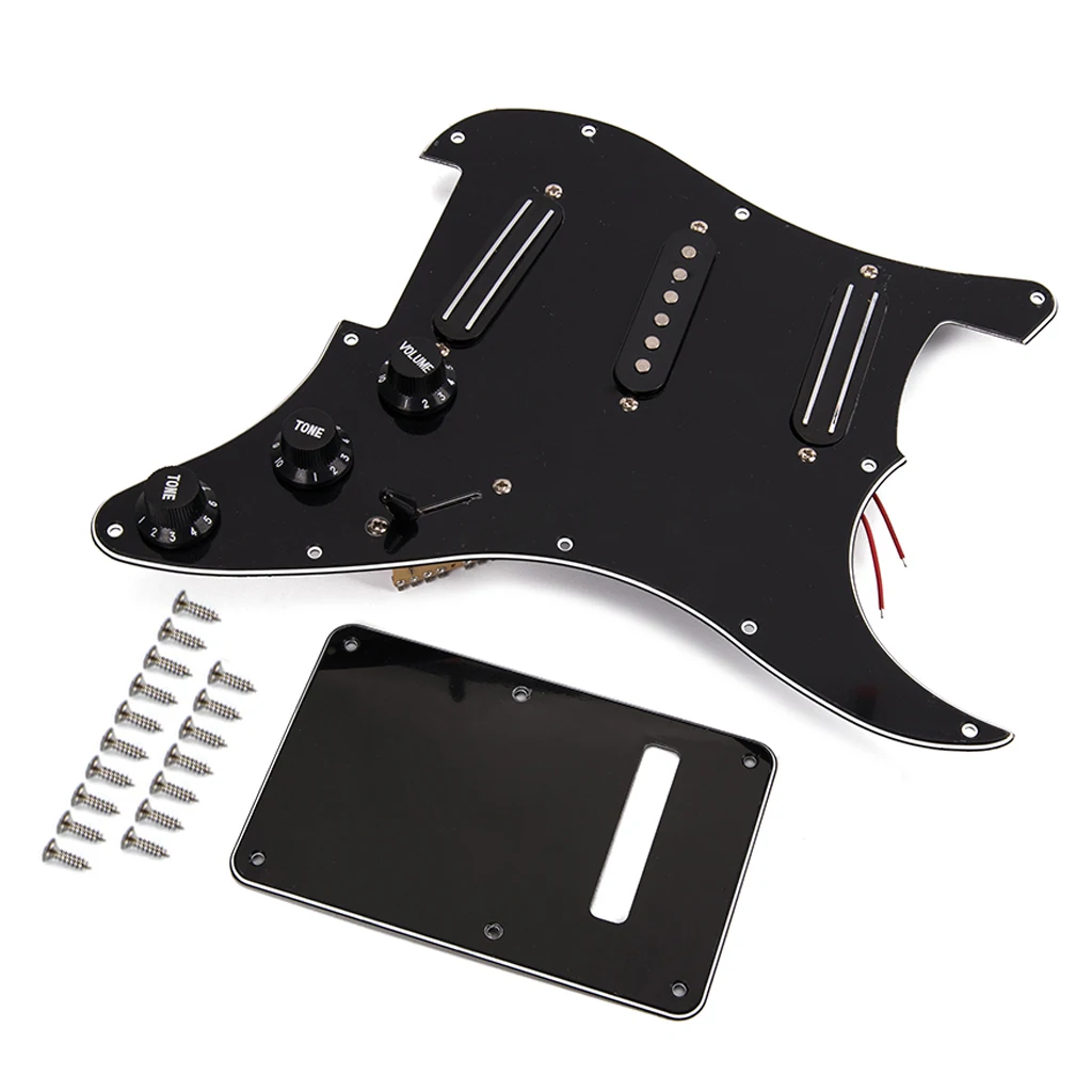 3 Ply Electric Guitar Prewired Loaded Pickup Pickguard Scratch Plate with Back Cover Mounting Screws