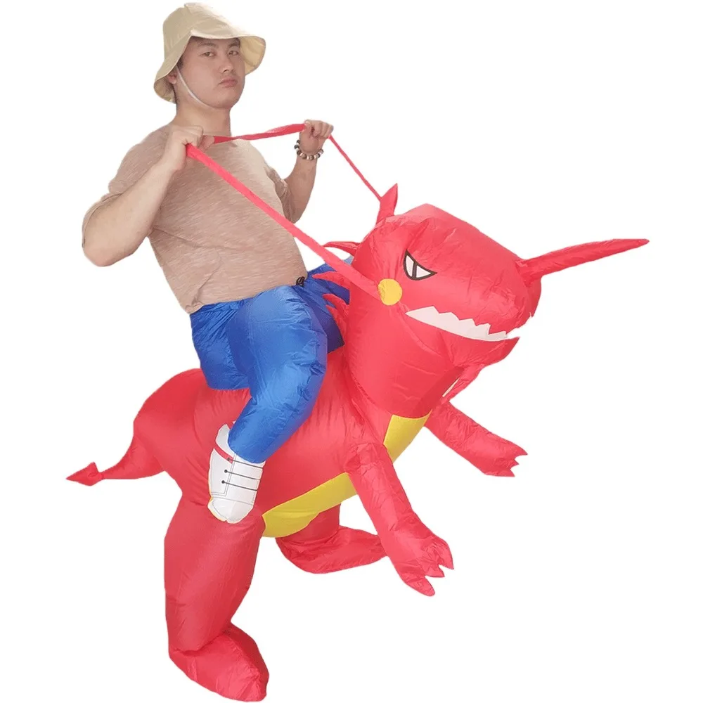 

Dinosaur Rider T-Rex Inflatable Blow Up Costume Halloween Purim Fancy Dress for Birthday Carnival Cosplay Party Sports Meeting