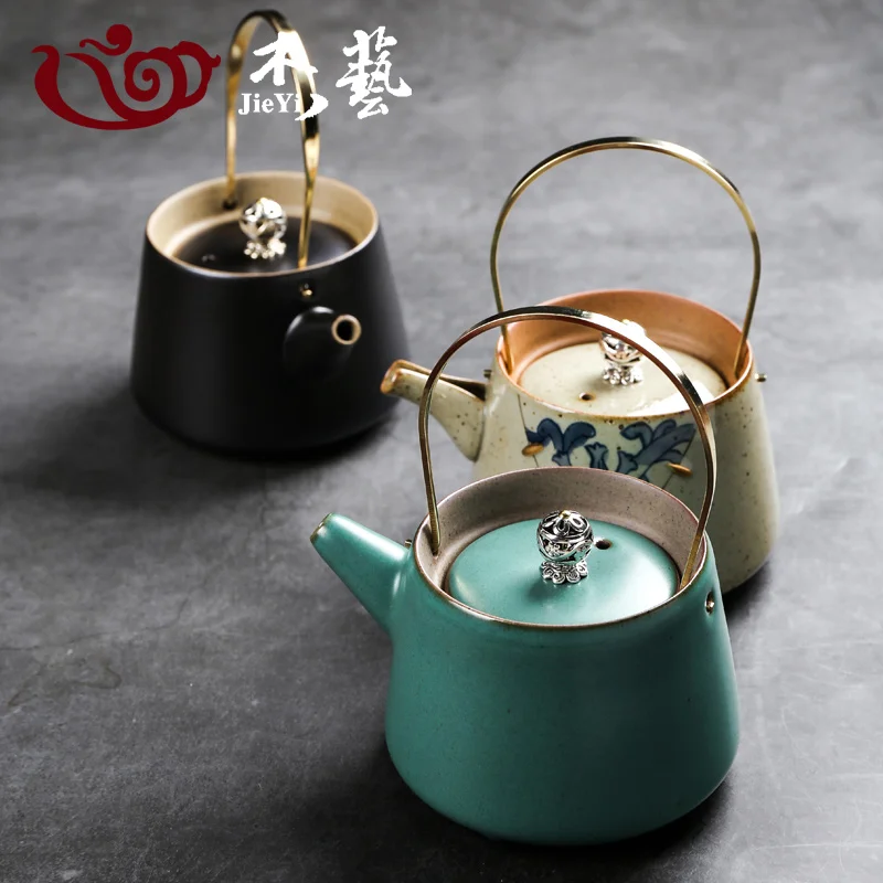 

Hand-Made Beam Teapot With Filter Teapot Large Stoneware Ceramic Pot Household Hand Grip Pot Japanese Creative Kung Fu Teapot 36
