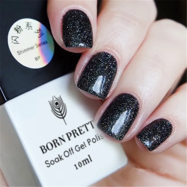 Born Pretty Black Glitter Gel Nail Polish Soak Off Shining Art Born Pretty Black Glitter Gel Nail Polish Soak Off Shining Art Uv Varnish