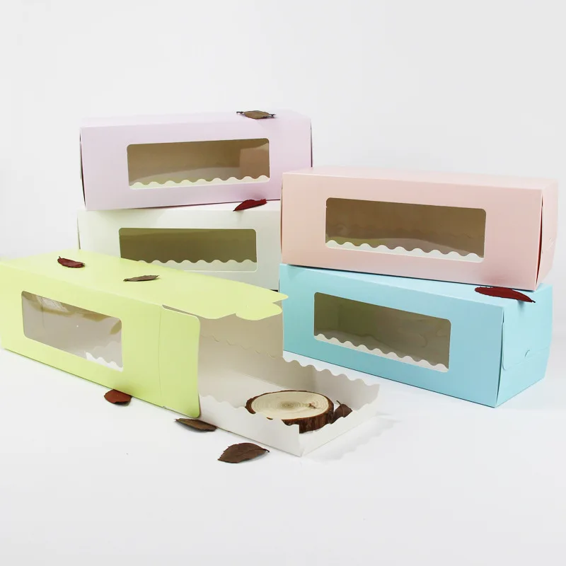 5 Colors Long Cardboard Paper Box for Cake Bakery Swiss Roll Boxes Cookie Mooncake Packaging | Дом и сад