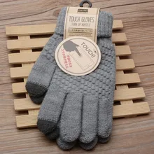 Winter Autumn Men Knitted Gloves Touch Screen High Quality Male Thicken Warm Wool Cashmere Solid Gloves Men Mitten Business 75Z