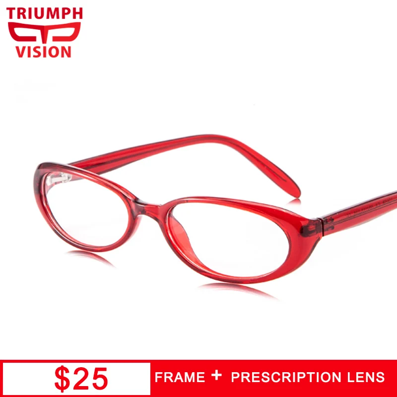 Триумф видения Для женщин очки для чтения красный овал Малый модные очки по рецепту ясно выпускник очки близорукие
