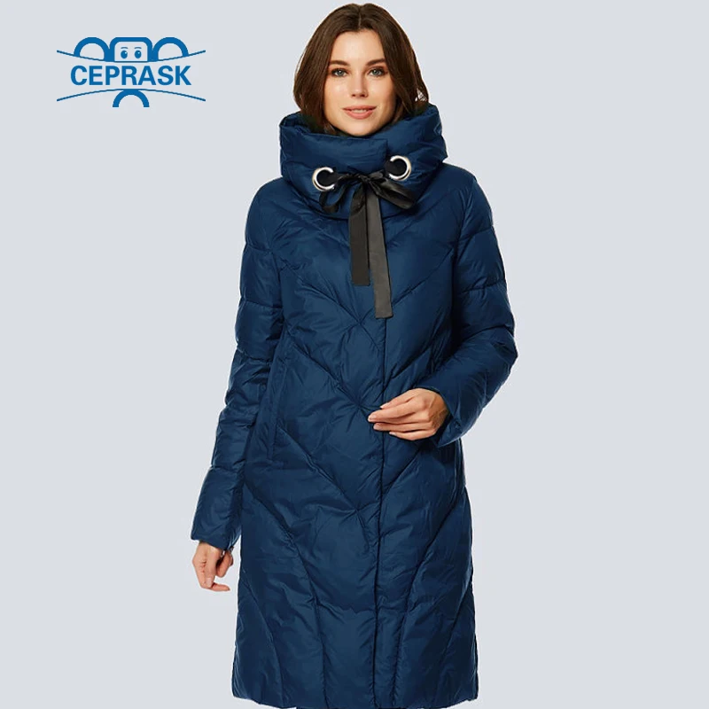 

CEPRASK 2018 High Quality New Winter Jacket Women Parks Plus Size Long Fashionable Warm Women's Winter Coat Hooded Down Jacket