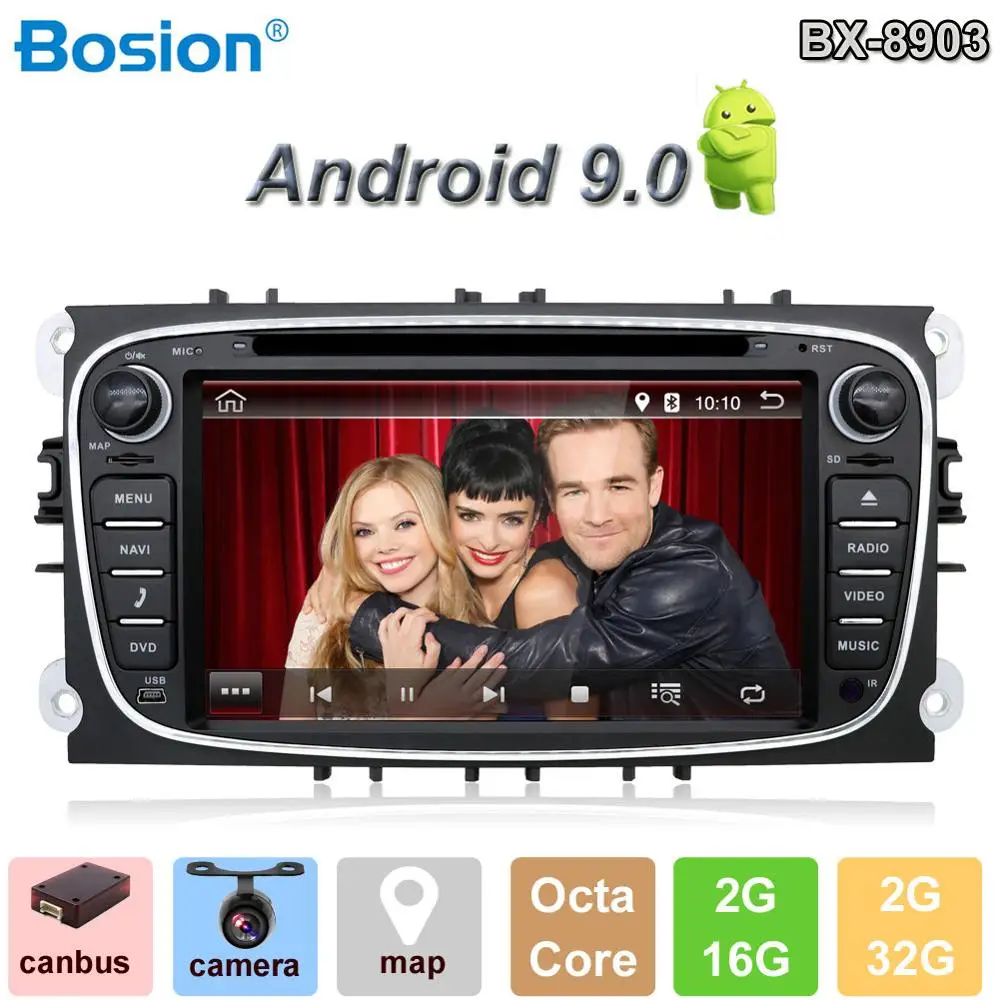 Sale Octa Core Android 9.0 Car DVD GPS 2 Din for FORD/Focus/S-MAX/Mondeo/C-MAX/Galaxy/Kuga Multimedia Player Wifi Car Radio Video OBD 0