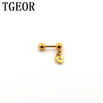 

free shipping straight barbell colors 20pcs surgical Stainless Steel dangle heart gem crystals ear tragus piercing earring