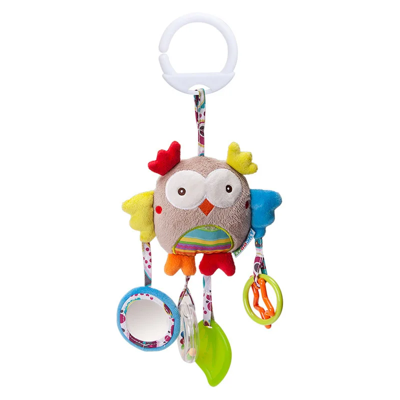 Lovely cartoon animal wind chimes baby toys hanging bed plush vision grasping interactive toys pendant for 0-2 years old