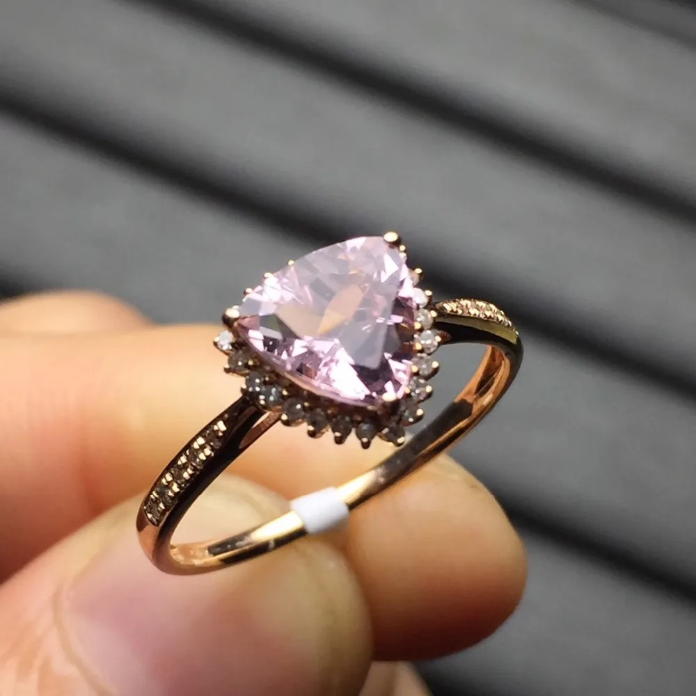 

Fine Jewelry Customized Real 18K Rose Gold 100% Natural Pink Beryl Heliodor Morganite Gemstone Jewellery for women Fine Ring
