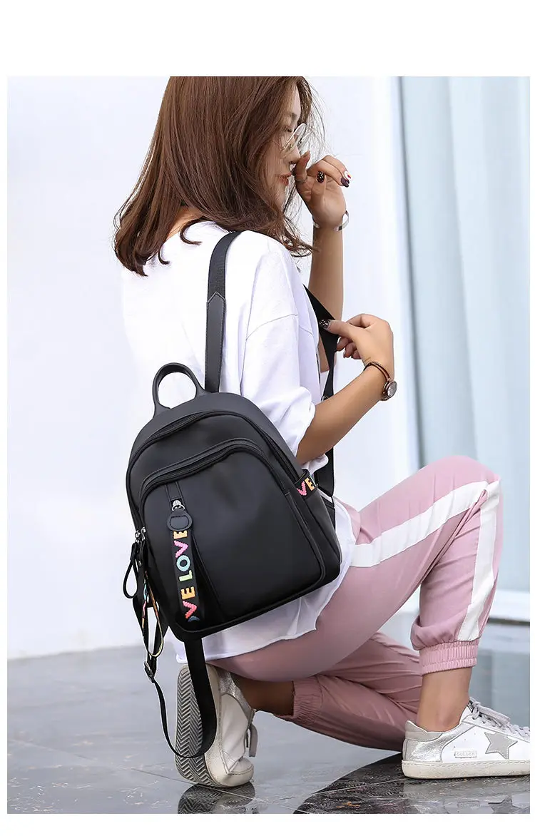 verão pequena mochila feminina moda design preto mochila saco