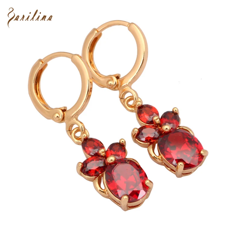 

New 2019 Top Quality Gold Red Garnet Earrings Fashion Jewelry Free Shipping E012