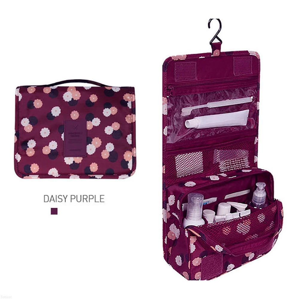 

7 Colors Travel Cosmetic Storage Makeup Bag Foldable Hanging Floral Organizer Pouch Toilrtry Handbag 05