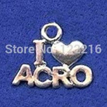 1200pcs a lot hottest antique silver color I heart ACRO Charm sports jewelry