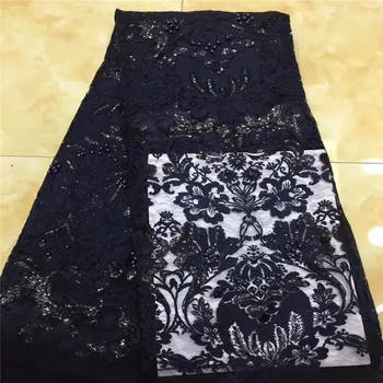 

African sequins beads Lace Fabric 2019 High Quality Lace French Net Embroidery Tulle Lace Fabrics For Nigerian Party Dress