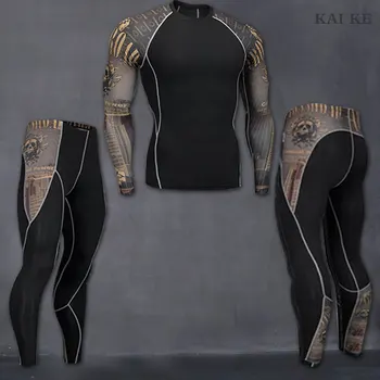 

2019 Men's T shirts Compression Shirt Sportswear T-shirt Men Long Sleeve 3D Print Fitness Tights Brand Clothing Tops MMA