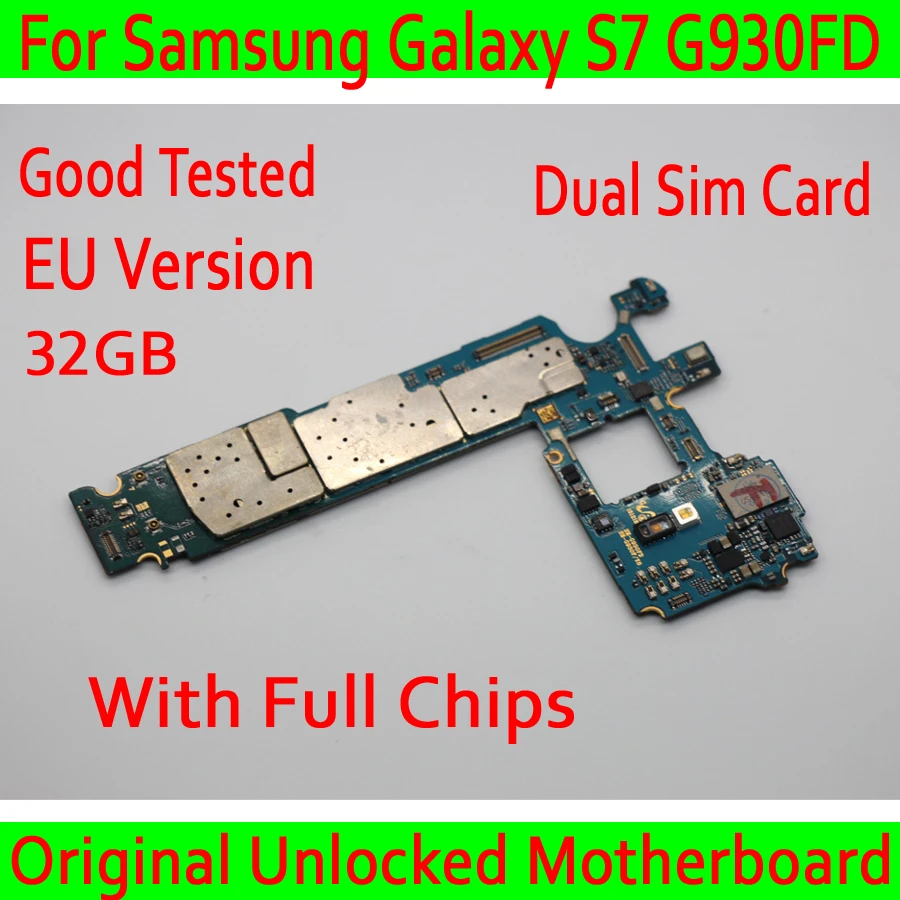 For Samsung Galaxy S7 G930FD Motherboard 32gb Dual Sim Card,EU Version Original unlocked for Galaxy S7 G930FD Mainboard