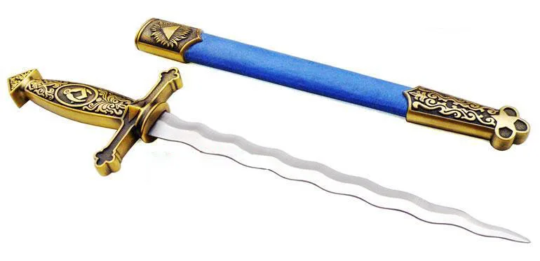 

S0369 MINIATURE PRINCE CHARLES MASONIC KNIFE SWORD SNAKE BLADE BLACK OR BLUE VERSION 13.6"