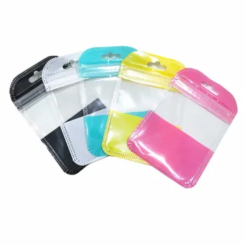 

Resealable Plastic Zipper Bags Front Clear Wholesale Storage Bags Hang Hole Zip Lock Pouches Crafts Accessories Packaging Packet