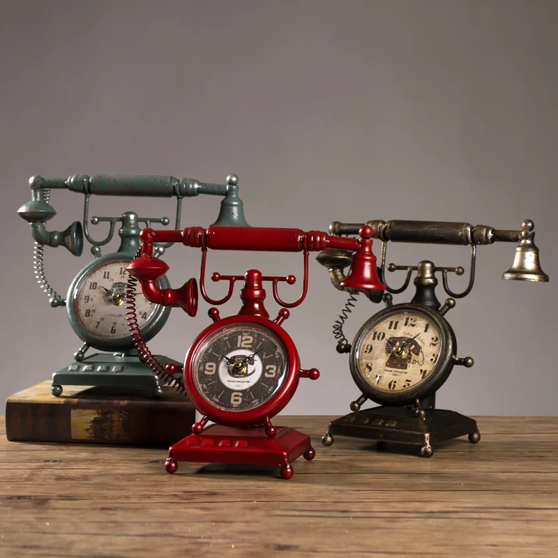 Despertador Retro Iron 6 Inch Art Clock Furnishings Home Window Decoration Table Antique Style Geometric Metal Quartz Needle