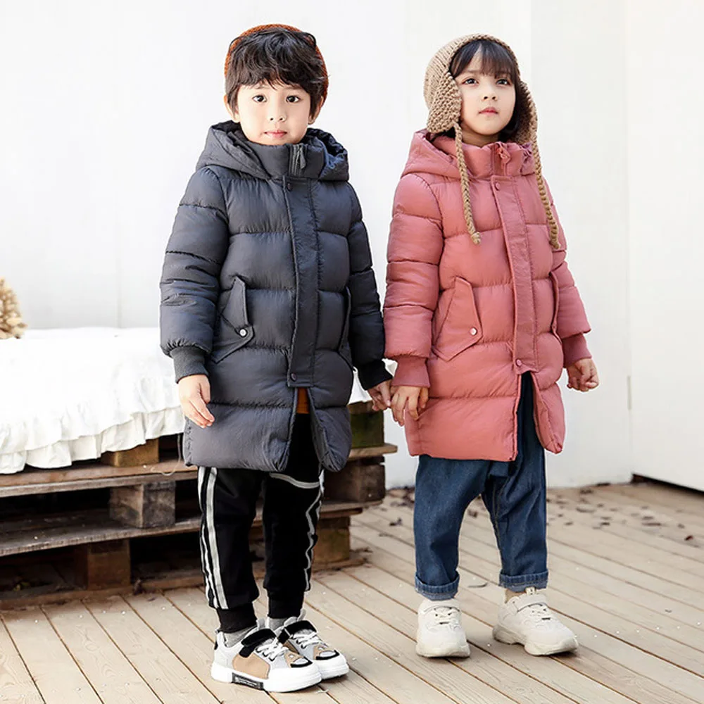 

Children's Winter Jacket 2019 Girl's Hooded Jackets Boys Thick Cotton Padded Winter Lining Children's Coats 3 To 8 Years old