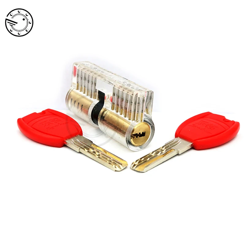 

Cutaway Inside View Practice Transparent Padlock Lock Training Skill Pick Padlock For Locksmith Hardware With Super Red Keys