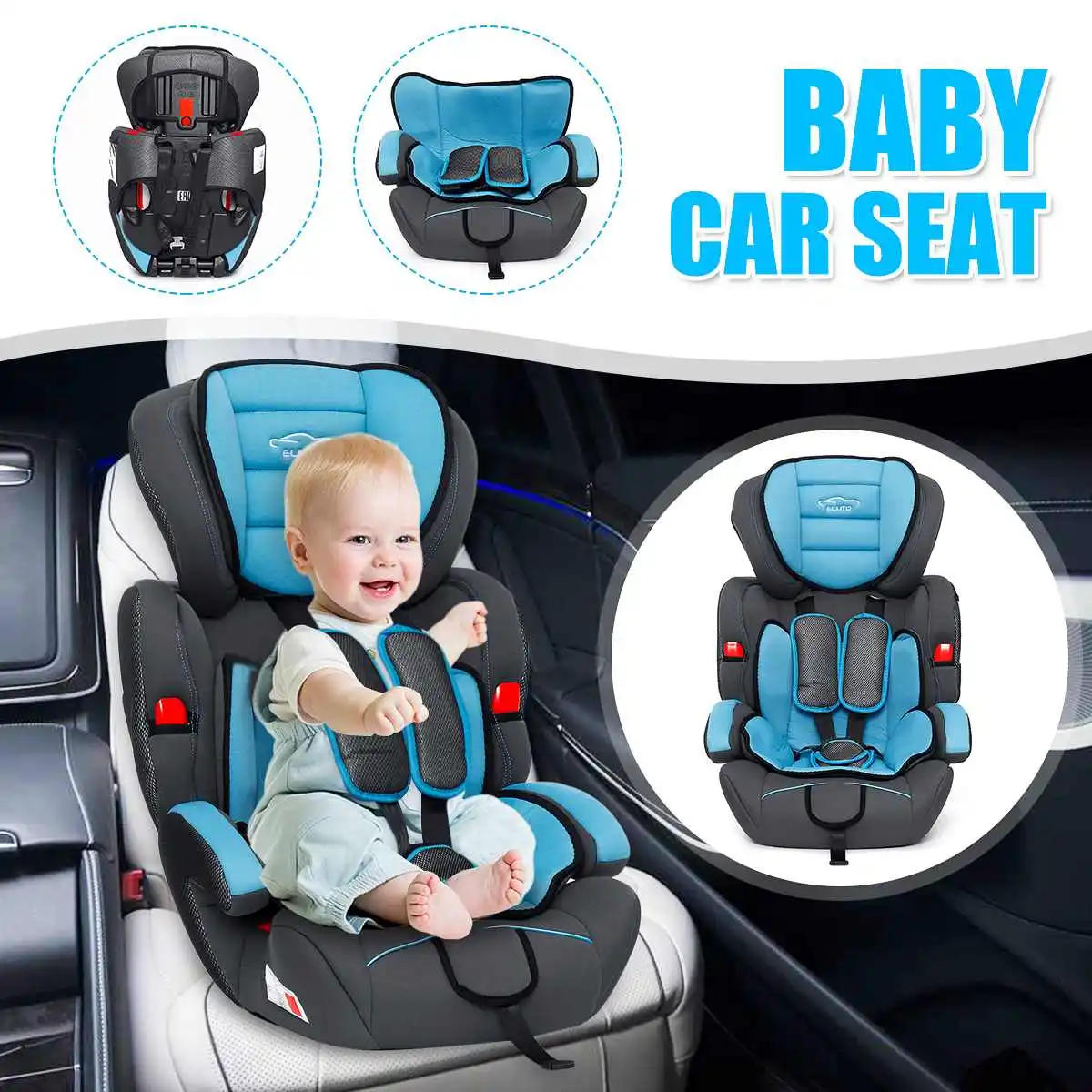 

Adjustable Baby Car Safety Seat for Armchair 9-36KG Group 1/2/3 Five-Point Harness Baby Booster Seats 9months to 12years