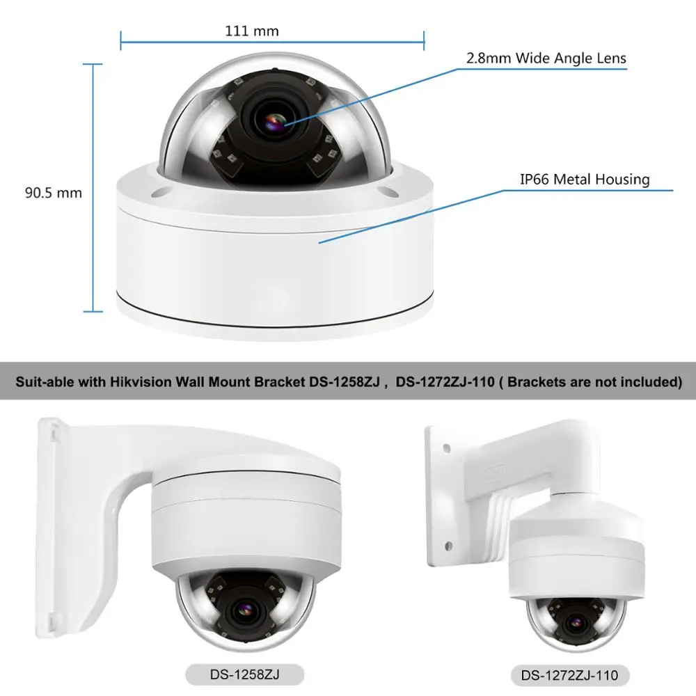 16ch 5MP Dome IP Camera NVR KIT H.265 Hikvision OEM POE 4K NVR 8/16pcs Outdoor POE Video Surveillance Audio Cameras