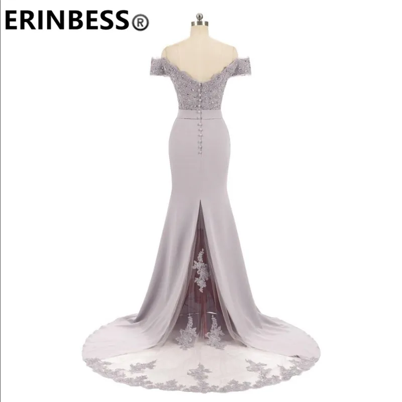 ERINBESS Robe De Soiree Mermaid Navy Blue Long Prom Dresses Party Elegant Vestido De Festa Long Evening Gown 2019