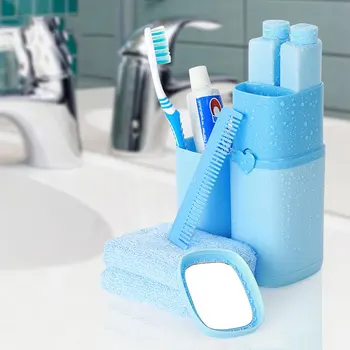 

Travel Wash Cup Set Multi-functional Portable Press Emulsion Minute Bottle Toothpaste Toothbrush Holder Bathroom Set Storage Box