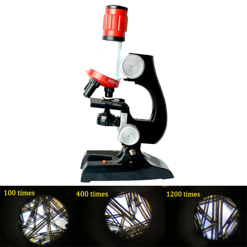 Educational Microscope Kit Lab LED 100X-1200X Home School Educational Toy Gift For Kids Boys 88 YJS Dropship