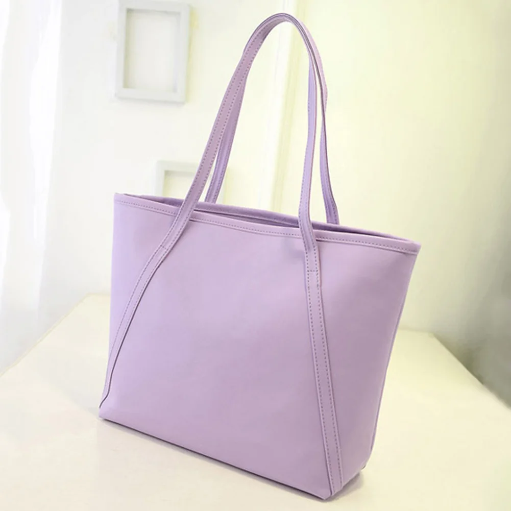 

2019 New Women Hangbags Summer Beach Casual PU Leather Solid Color Satchel Shoulder Tote Top-handed Bags for Travel