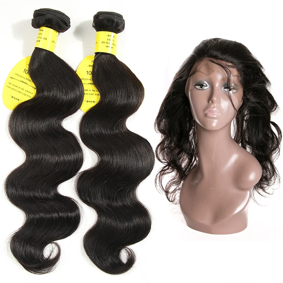 

QueenLike Hair Products Brazilian Hair Weave Bundles Non Remy 2 3 Body Wave Bundles With Closure 360 Lace Frontal With Bundles