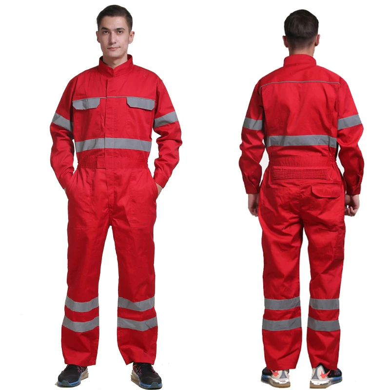 100 cotton red mechanic overalls men repairman work wear work clothes