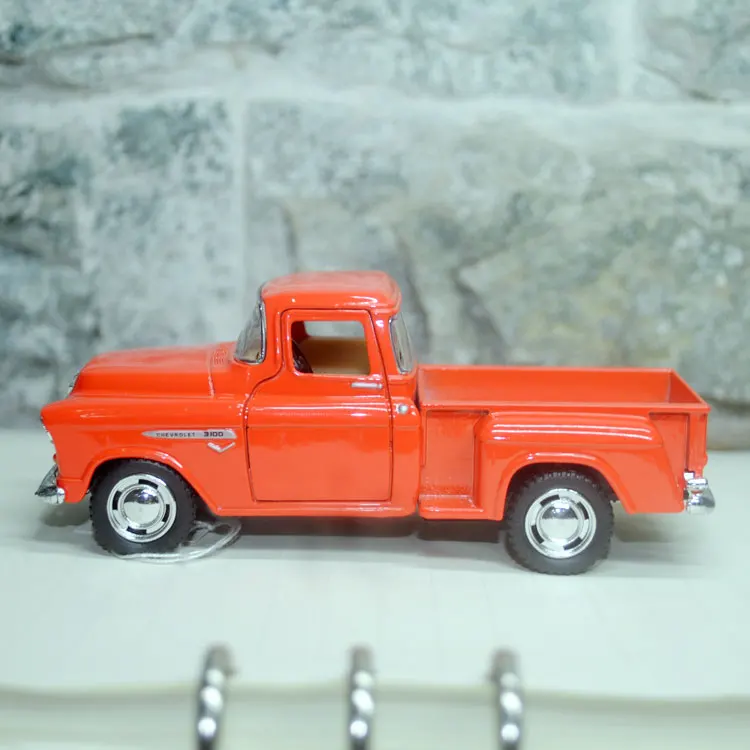 YJ KT 1/32 Scale, игрушки для автомобиля с оттягиванием, США 1955, Chevy Stepside, пикап, литая металлическая модель автомобиля, игрушка для подарка/коллекции/детей