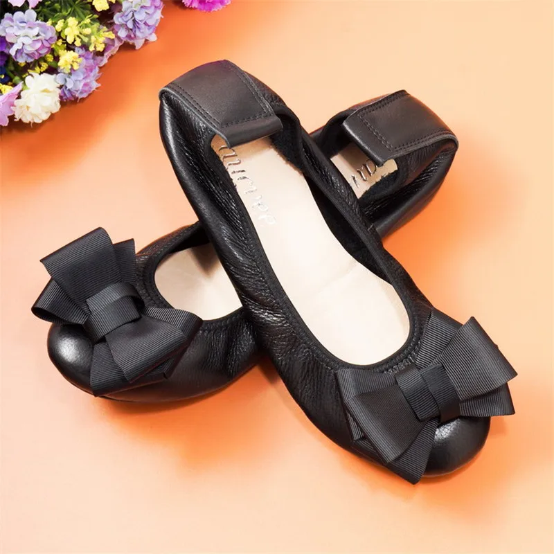 2018 New Women's Flat Shoes Spring Summer Genuine Leather Baleriny Woman Sweet Bow Female Footwear Slip On  Espadrille Lady Shoe (21)
