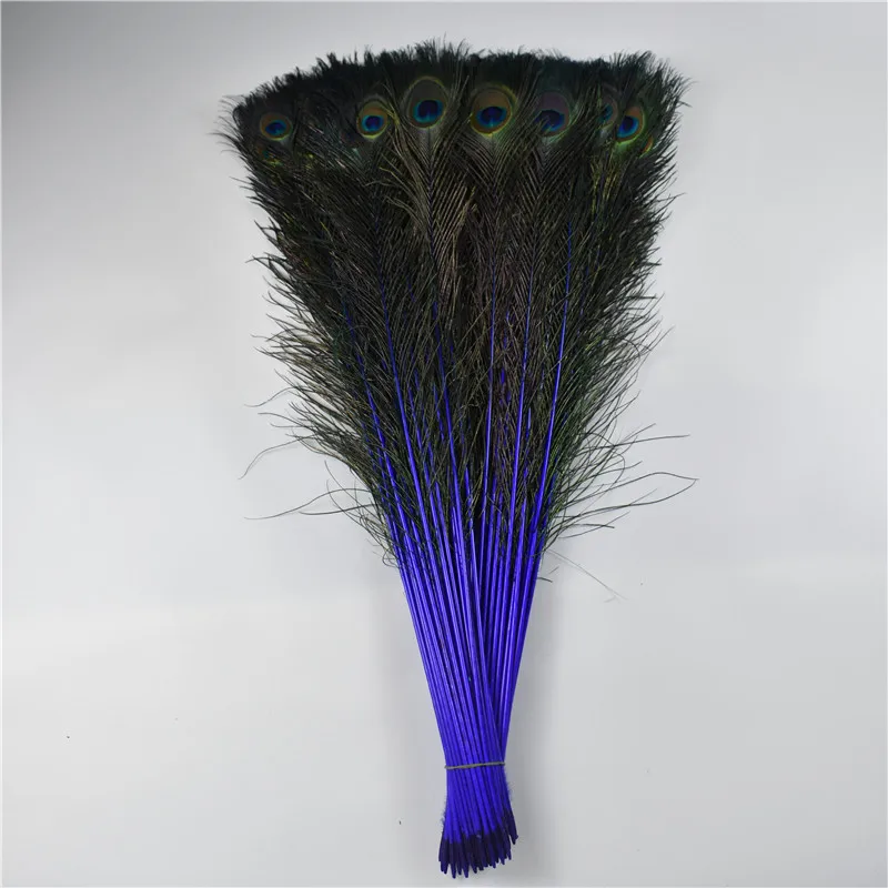 1000 шт/партия,, натуральные перья павлина Deyd для рукоделия, Декорации для свадьбы - Цвет: 80-90cm Royal blue