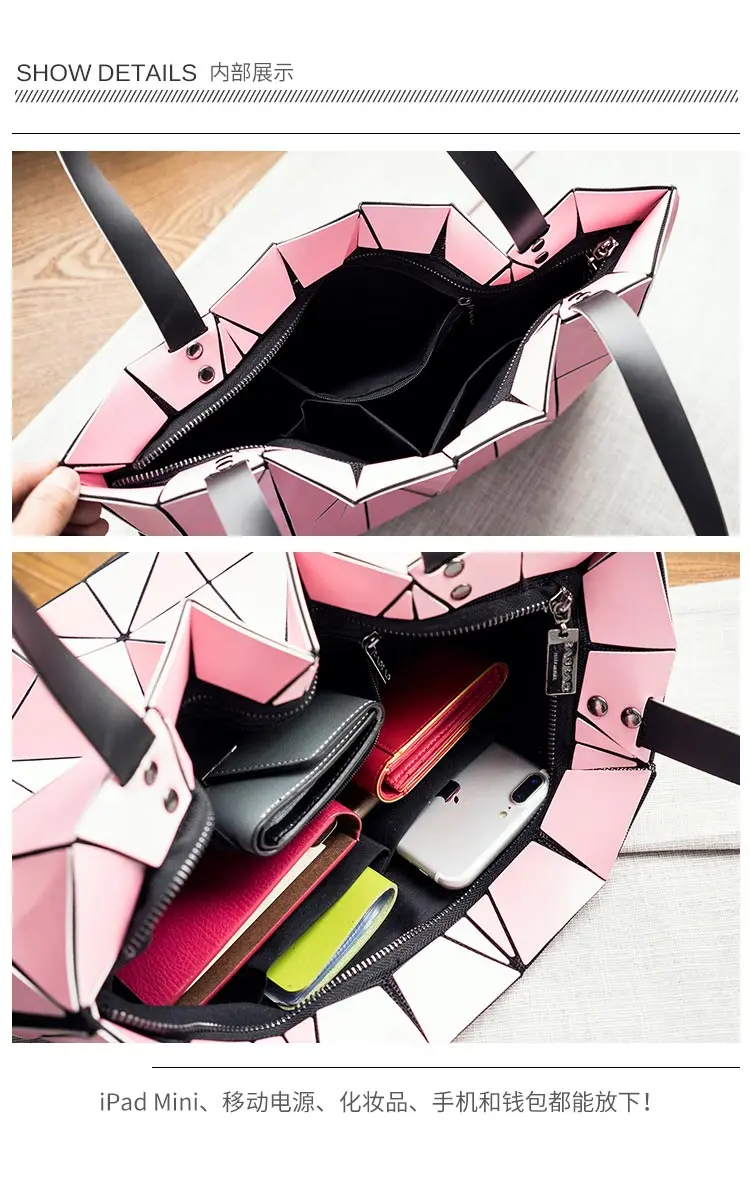 Lasen bag hot sale women BAO BAO Bag Lady Geometry Package Sequins Mirror Saser Plain Split Joint Mujer Mosaic Top Handle Tote Shoulder Bags (28)