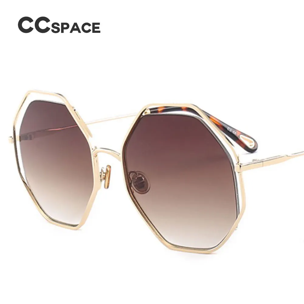 CCSPACE, металлическая леопардовая оправа, полигон, солнцезащитные очки для мужчин и женщин, восьмиугольные, Брендовые очки, дизайнерские, модные, мужские, женские, оттенки 45438