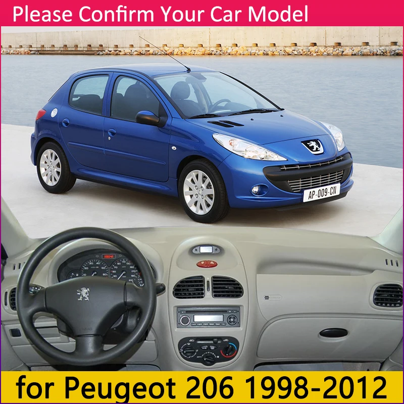 Для peugeot 206 206+ 206cc 206sw CC SW 1998~ 2012 Противоскользящий коврик для приборной панели Защита от солнца аксессуары с покрытием 2002