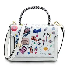 2016 New Fashion Printing Women Famous Brand Tote Handbag Funny Cartoon Graffiti Ladies Shoulder Cross Body Bag Bolsa Feminina