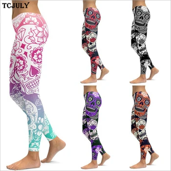 

TCJULY Wholesale Printed Leggings For Women Skinny Push Up Stretch Ankle Length Pants Quick Dry Plus Size S-4XL Fitness Leggings