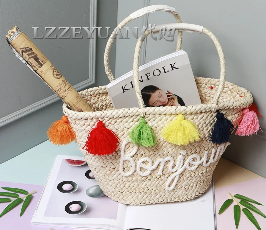 Лидер продаж летние соломенные пляжные сумочки кошелек красочная женская