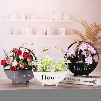 

Iron Hanging Plant Flower Pot Wall Pot Desktop Sitting Room Wall Hanging Flowerpot Hanging Storage Basket Home Garden Art Decor