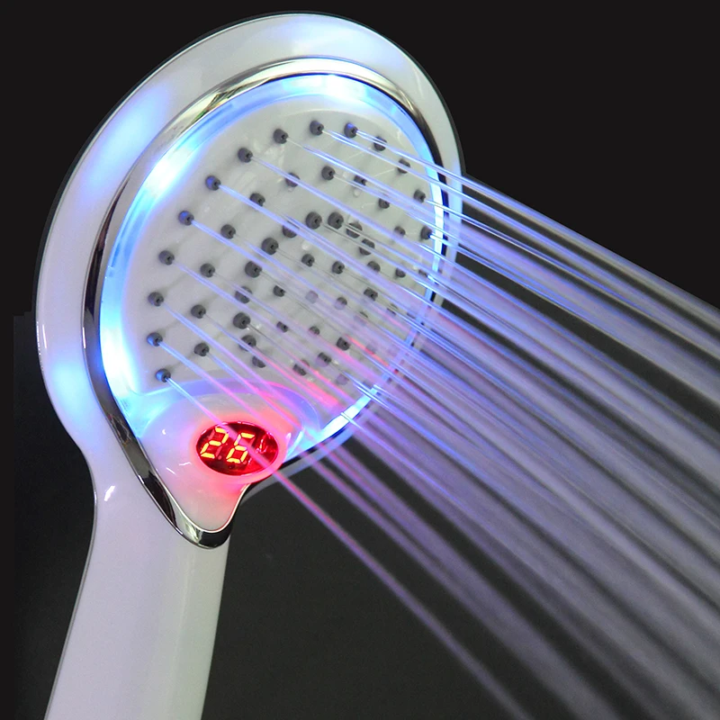 

Lcd Shower Led Hand Held Shower Head 3 Colors Led Shower Head with Temperature Digital Display Water Powered LED Shower Spray