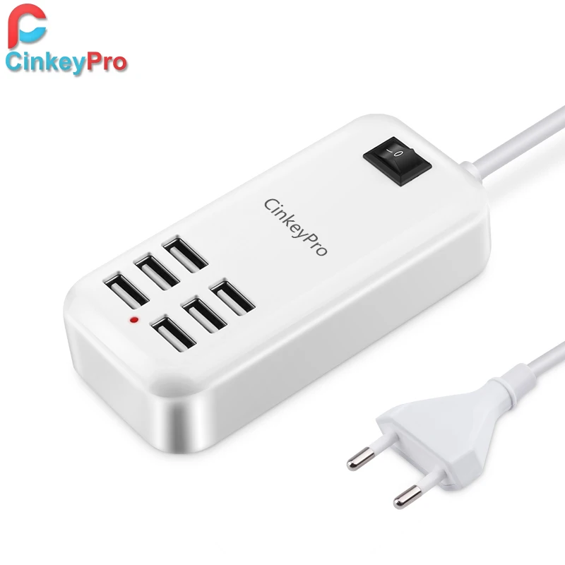 CinkeyPro ЕС Plug 6 портов несколько настенных USB зарядное устройство 15 Вт 3A смарт-адаптер мобильный телефон планшет зарядное устройство для iPhone iPad