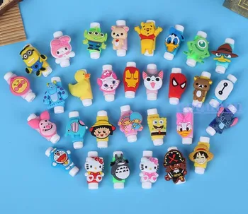 

50 Pieces/Lot New Cable Protector For iPhone USB Cord Protective Cartoon Characters Plastic Style Charger Cables Saver