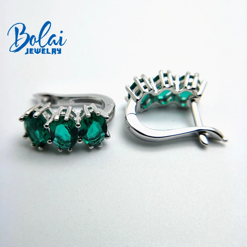 Bolaijewelry, созданный зеленый изумруд застежка серьги из серебра 925 пробы ювелирные украшения для женщин лучший подарок