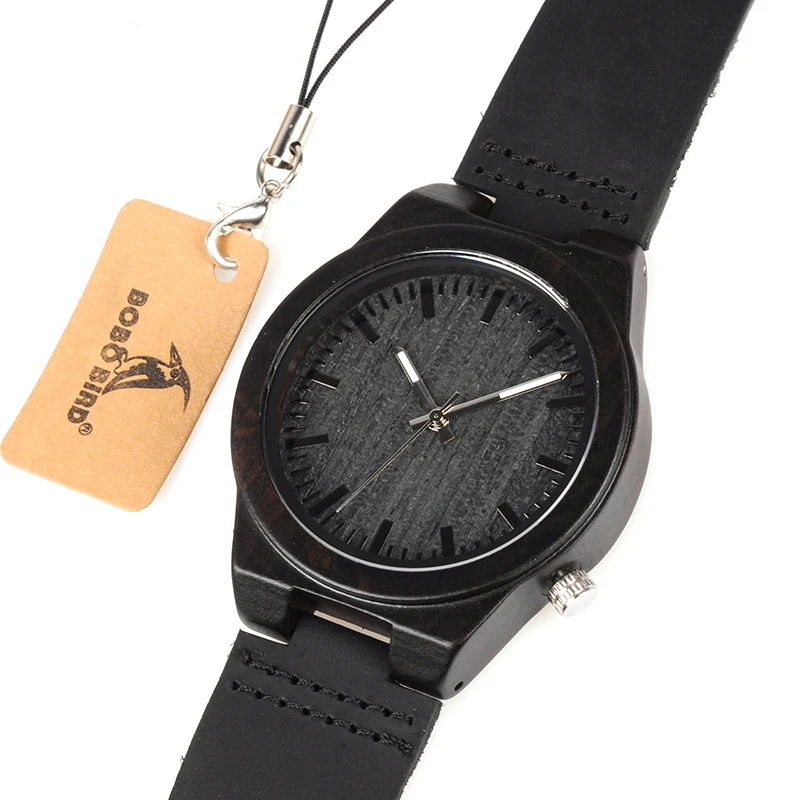 Мужские часы BOBO BIRD из натуральной кожи с ремешком из черного дерева, японские кварцевые часы Move', наручные часы relogio masculino C-B12