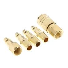 5 pçs conjunto de acoplador rápido de bronze sólido mangueira ar conector acessórios 1/4 polegada ferramenta